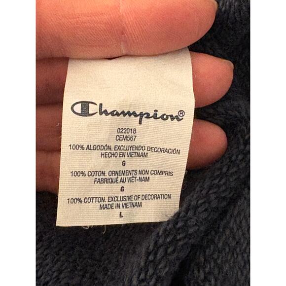Vintage Champion Large Crewneck Sweatshirt. Blue and White - Picture 3 of 6